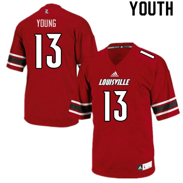 Youth #13 Sam Young Louisville Cardinals College Football Jerseys Sale-Red - Click Image to Close